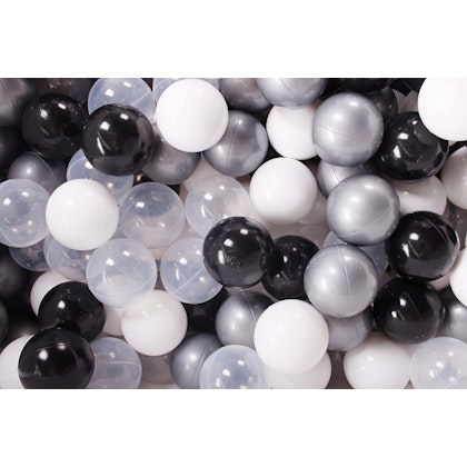 Meow, light grey ball pit 90x40 with 300 balls (white, black, transparent, silver)