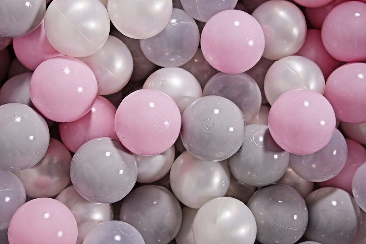 Meow, ljusgrå bollhav 90x40 med 300 bollar (pastel pink, pearl, grey) 
