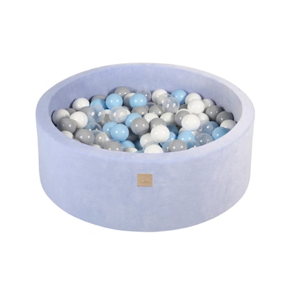 Meow, ljusblå velvet bollhav med 250 bollar, Icebear
