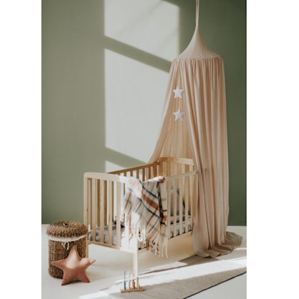 Babylove, Beige bed canopy with LED lights