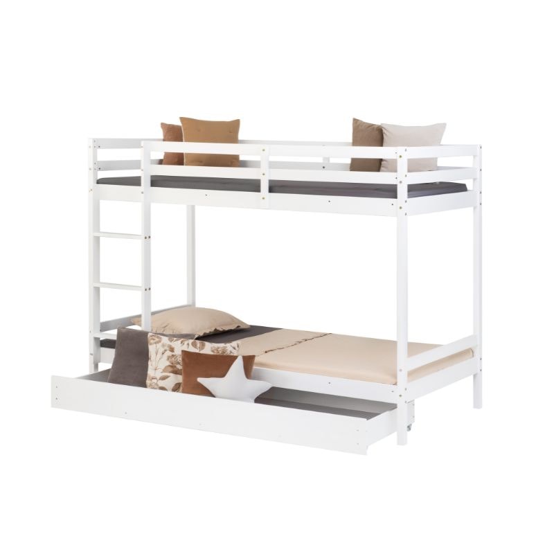 White bunk bed for children's room with storage box 90x200 White bunk bed for children's room with storage box 90x200