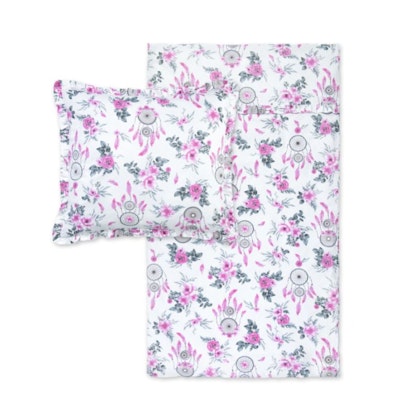 Babylove, Duvet cover set pink garden junior bed