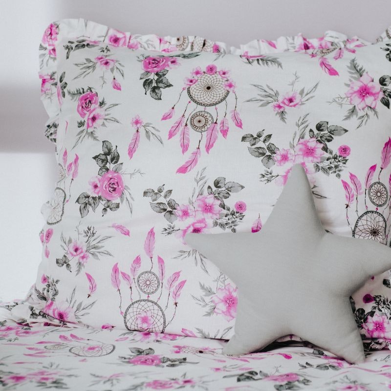 Babylove, Duvet cover set pink garden junior bed 