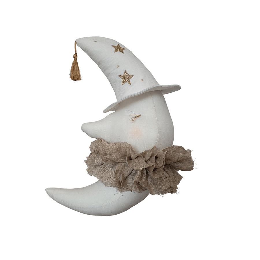 Wall decoration cream moon with hat 