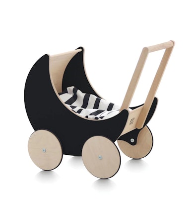 Wooden black Doll pram , Ooh Noo