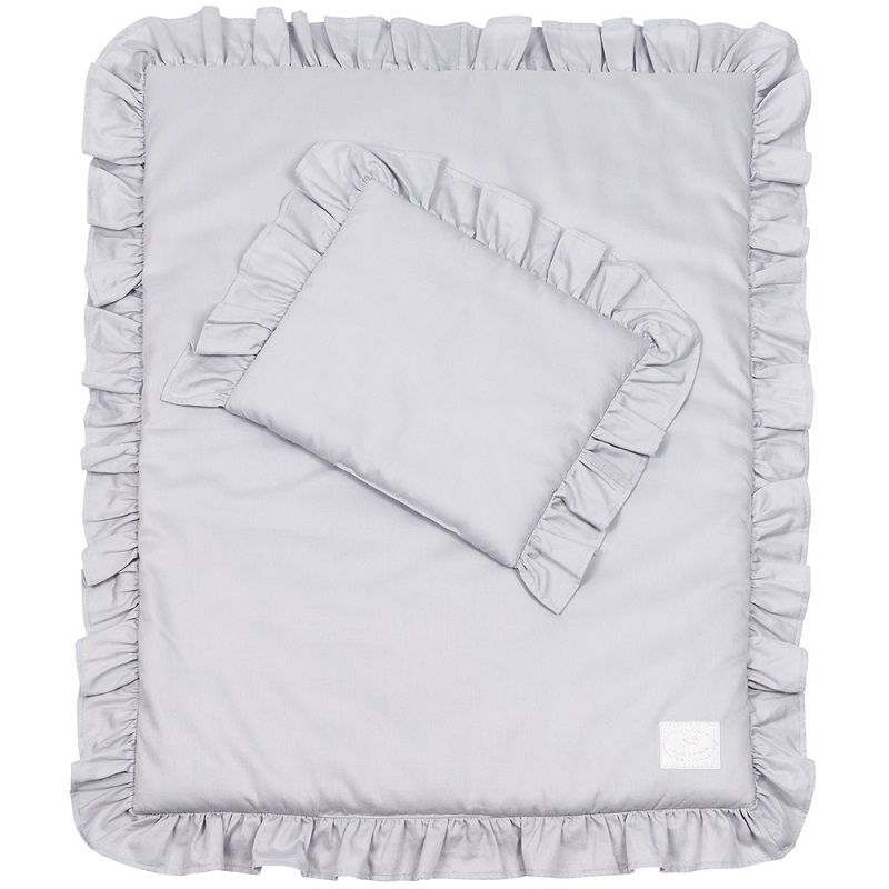 Grey newborn bed set with pillow and duvet, Cotton & Sweets 