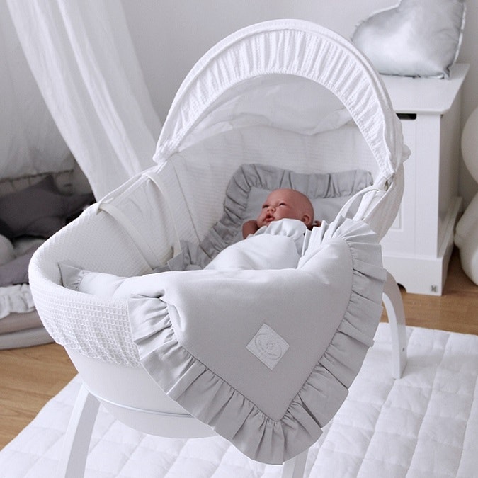 Ljusgrå newborn bäddset med kudde och täcke, Cotton & Sweets 