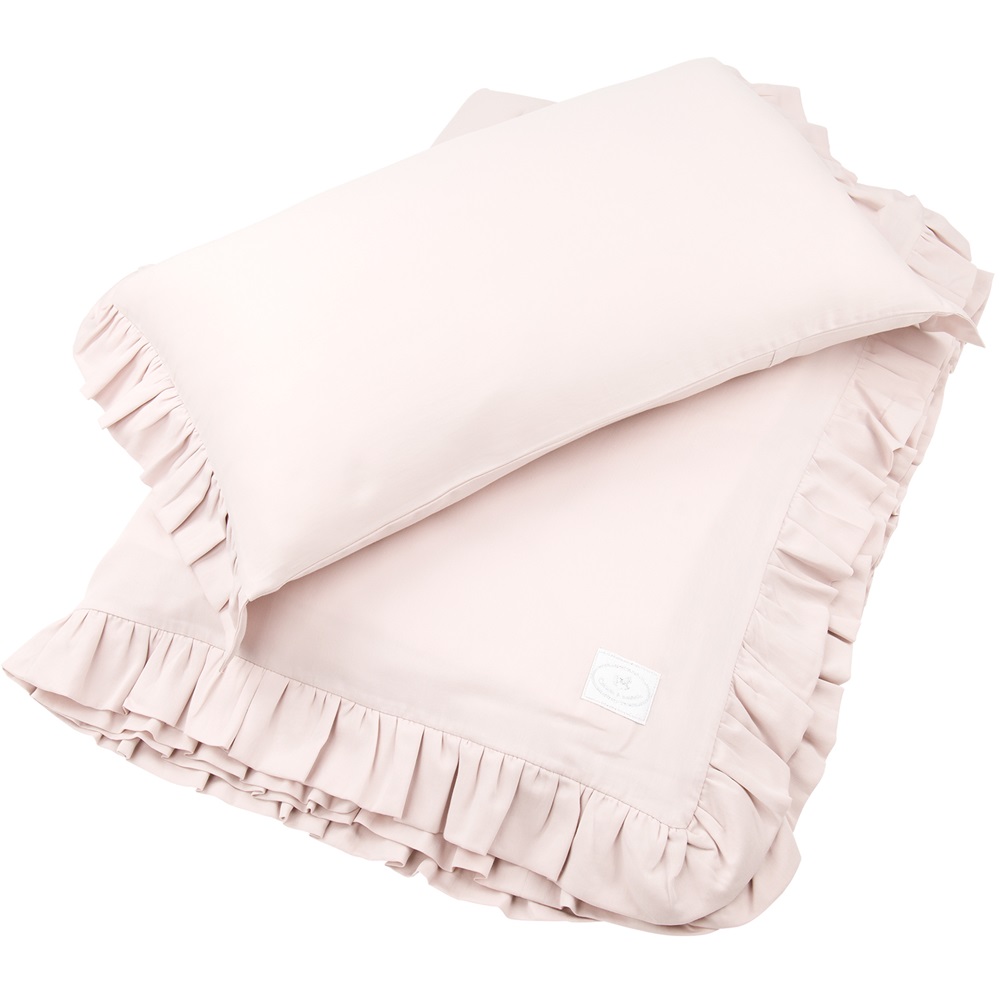 Powder pink junior bed set 100x135 with flounce, Cotton & Sweets 