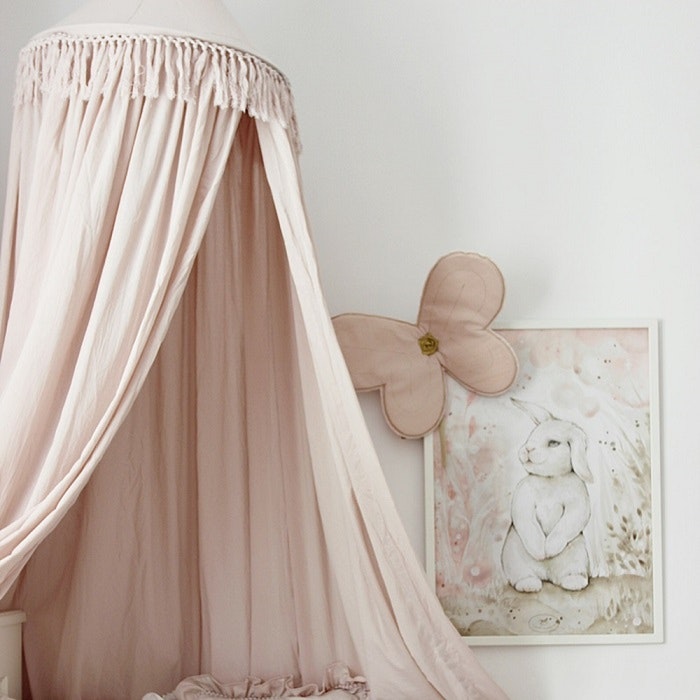 Boho pink cotton bed canopy for kids room , Cotton & Sweets 