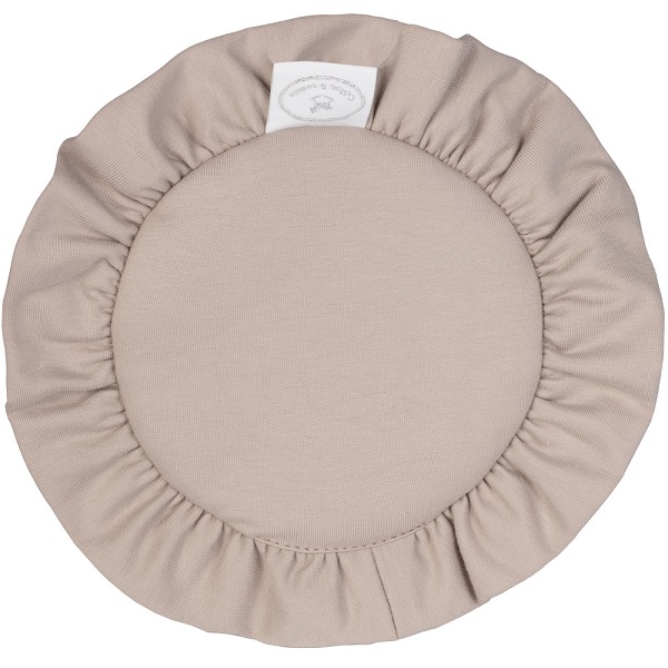 Dark beige round carpet with flounce for the dollhouse, Cotton & Sweets 