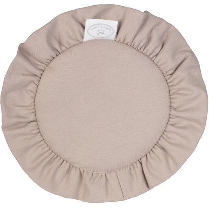 Dark beige round carpet with flounce for the dollhouse, Cotton & Sweets