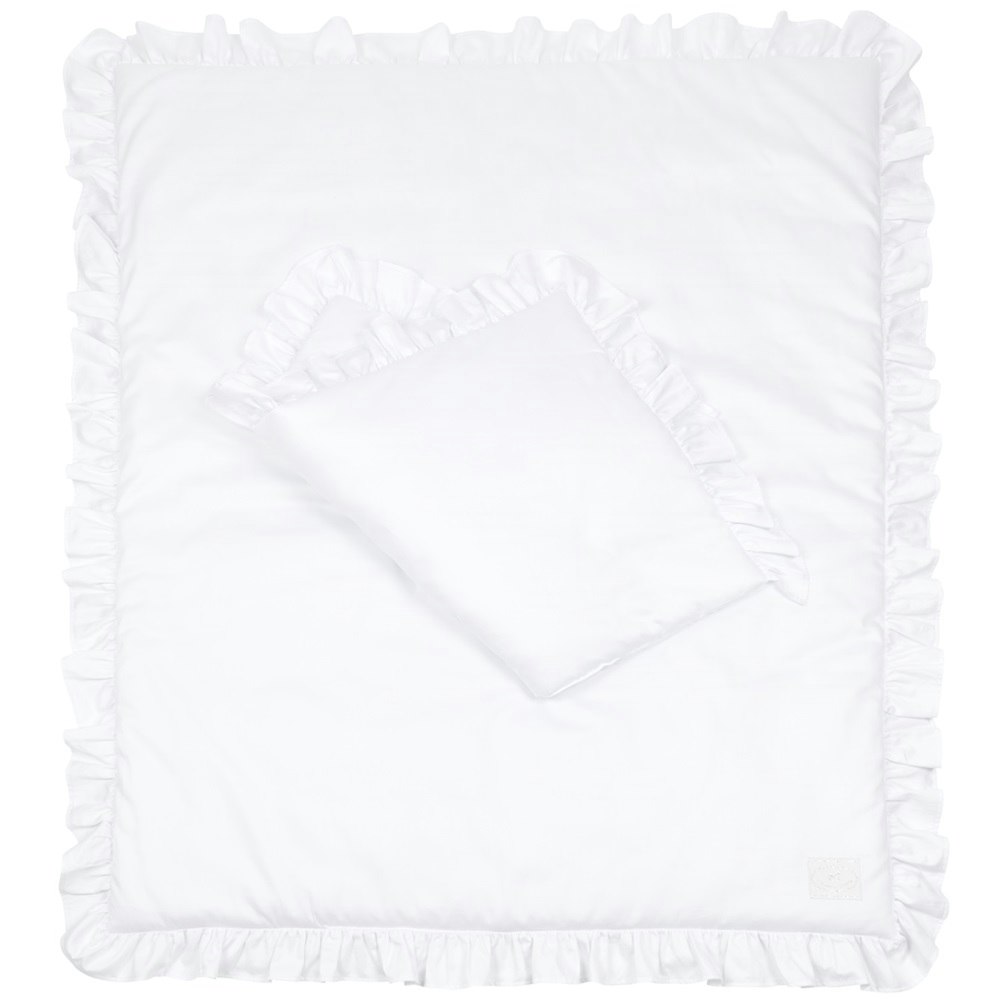 White crib bed set with pillow and duvet with flounce, Cotton and Sweets 