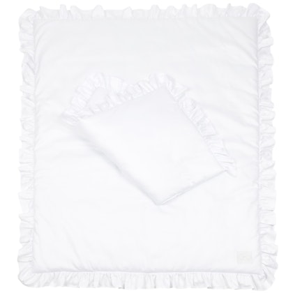 White crib bed set with pillow and duvet with flounce, Cotton and Sweets