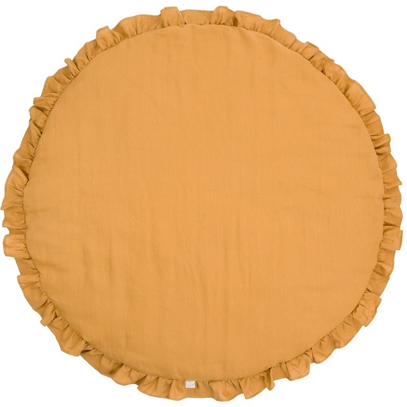 Caramel play mat DeLuxe in linen with flounce , Cotton & Sweets 