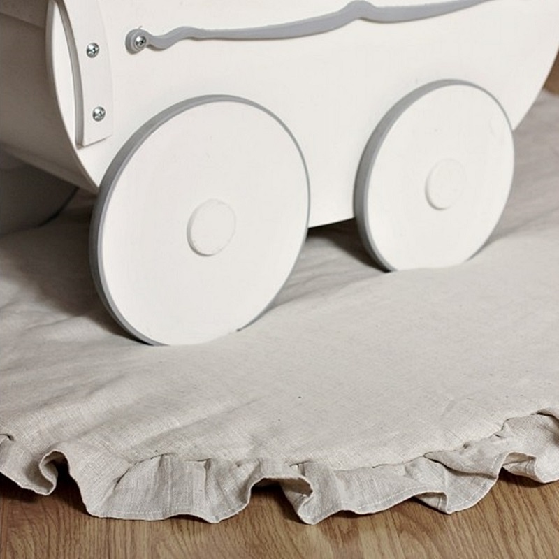 Beige linen play mat DeLuxe with flounce , Cotton & Sweets 