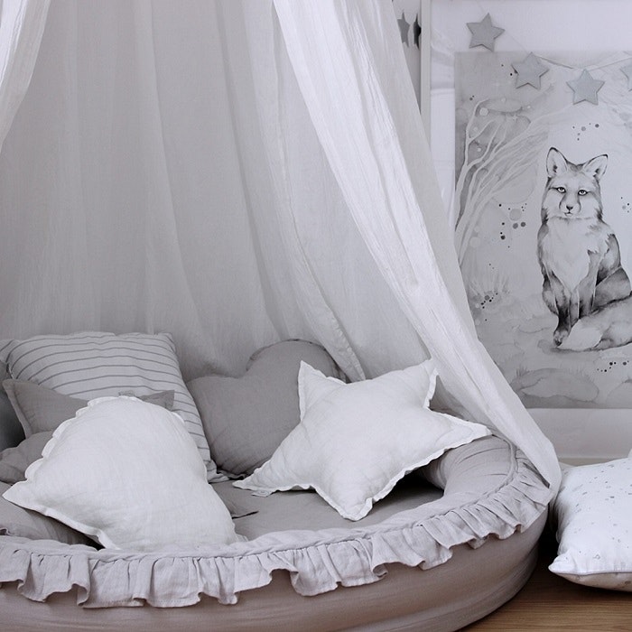Pillow white star of linen, Cotton&Sweets 