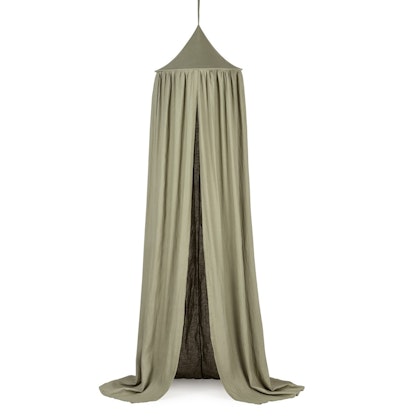 Olive green linen bed canopy for the children's room, Cotton & Sweets