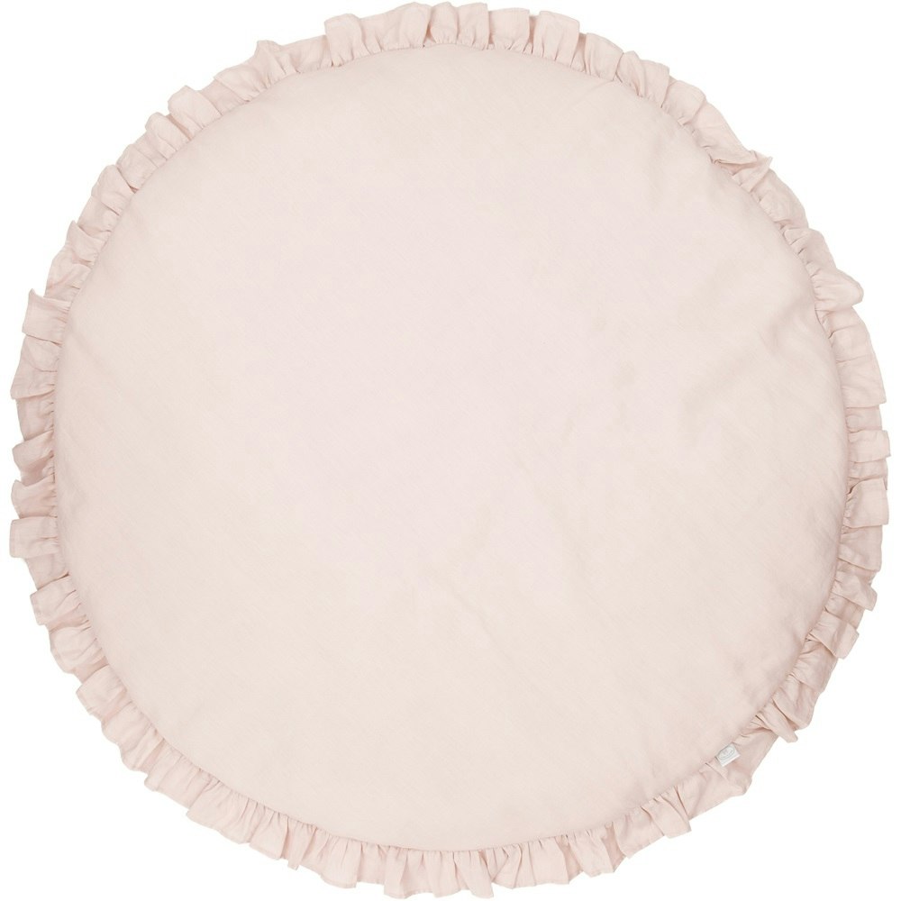 Powder pink linen play mat DeLuxe with ruffles, Cotton & Sweets 