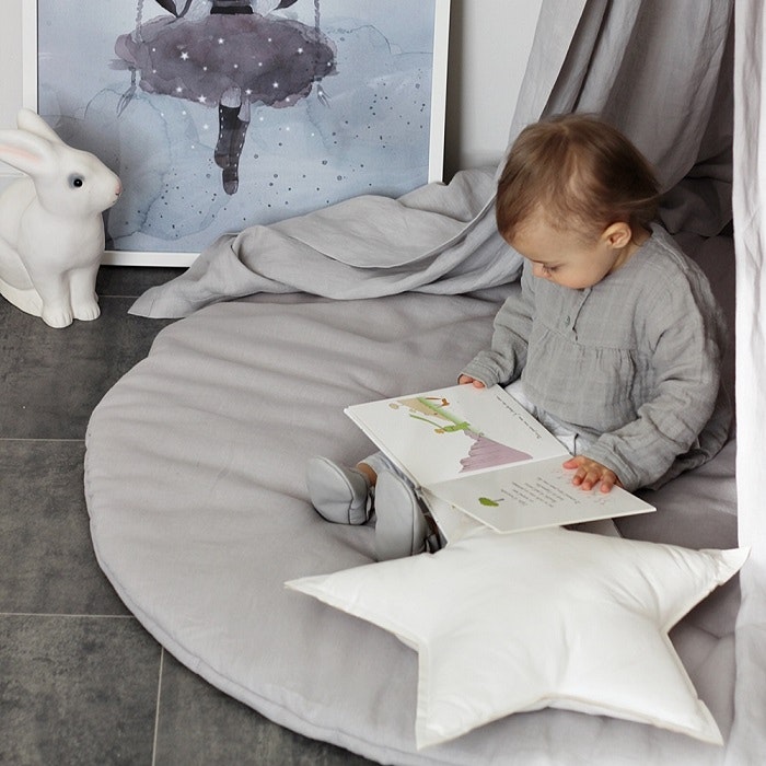 Light grey exclusive linen playmat, Pure Nature, Cotton&Sweets 