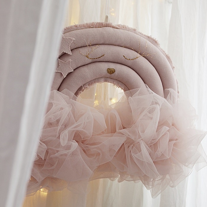 Cotton & Sweets, bed mobile wall decoration powder pink rainbow 