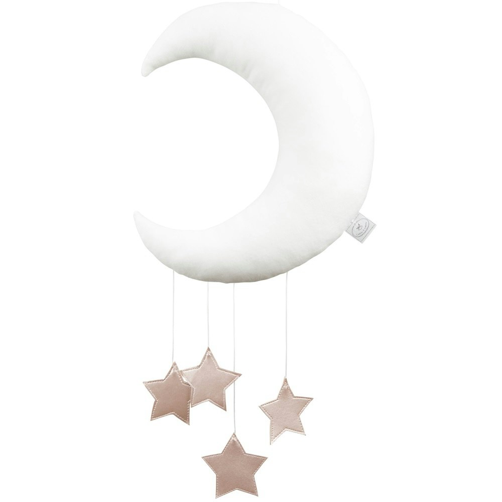 Sängmobil vit måne med rosa stjärnor, Cotton & Sweets 