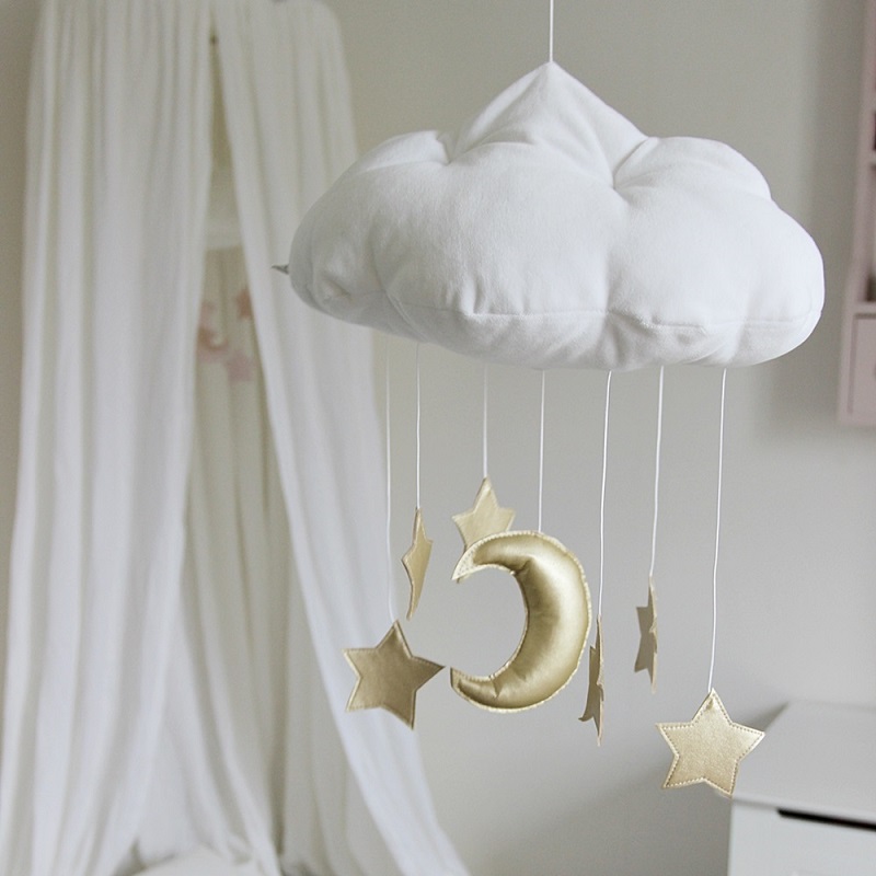 Bed mobile white cloud with gold stars, Cotton&Sweets 