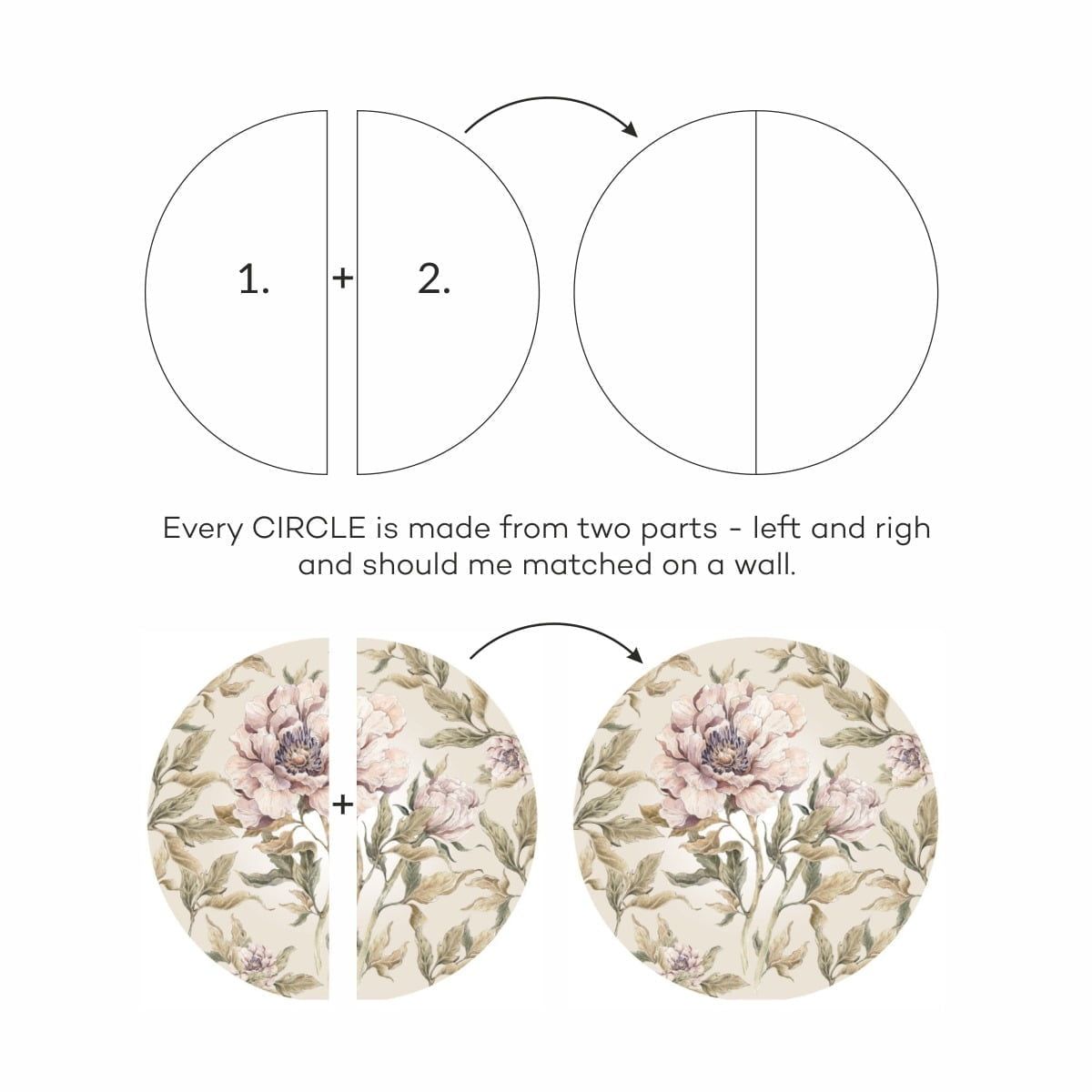 Dekornik ,peony in a circle, wall stickers for children's room Dekornik ,peony in a circle, wall stickers for children's room