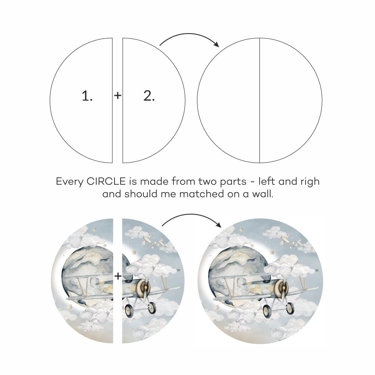 Dekornik, plane in a circle, wall stickers for children's room Dekornik, plane in a circle, wall stickers for children's room