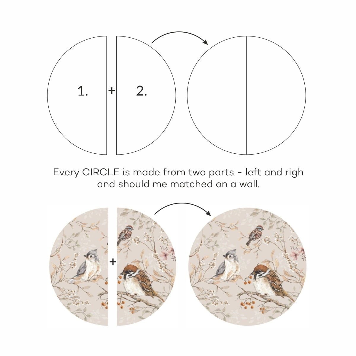 Dekornik, Birds in a circle, väggklistermärken till barnrum Väggklistermärke två delar
