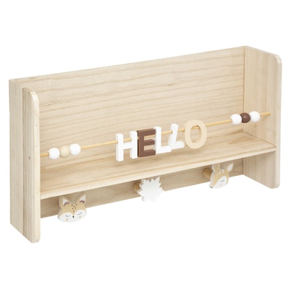 Wall shelf with hooks, Hello