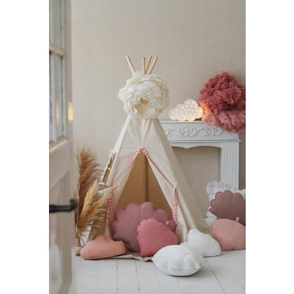 Moi Mili, beige tipi tent with pink pompom