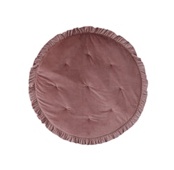 Moi Mili, rund lekmatta med volanger i sammet, dirty pink