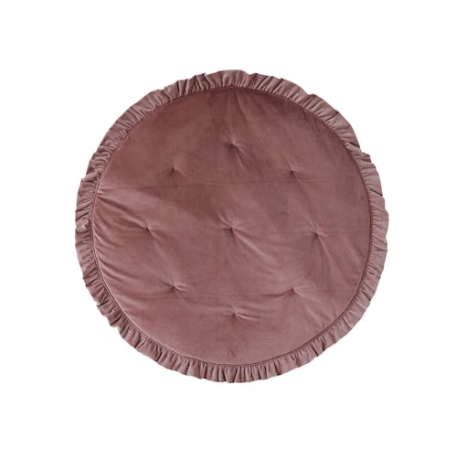 Moi Mili, round play mat with flounce in velvet, dirty pink
