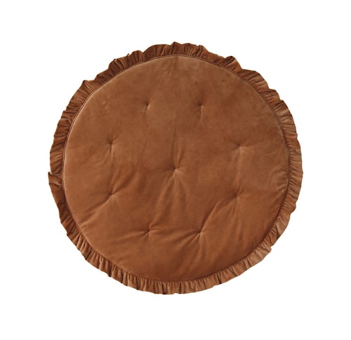 Moi Mili, round play mat with flounce in velvet, caramel