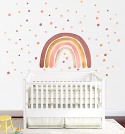 Babylove, wall sticker rainbow with dots, dusty pink