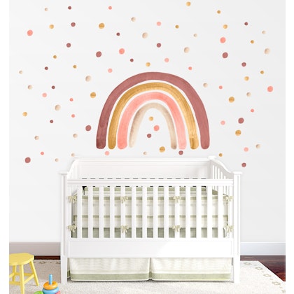 Babylove, wall sticker rainbow with dots, dusty pink