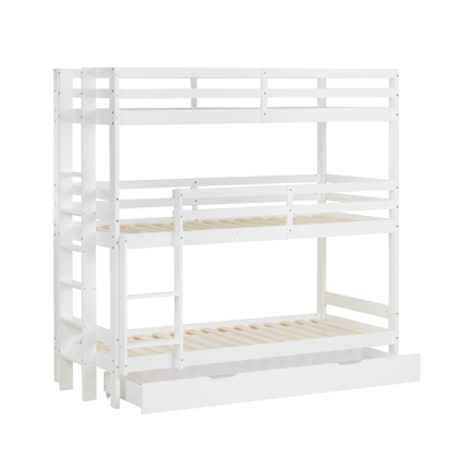 White 3-levels bunk bed for children's room 90x200