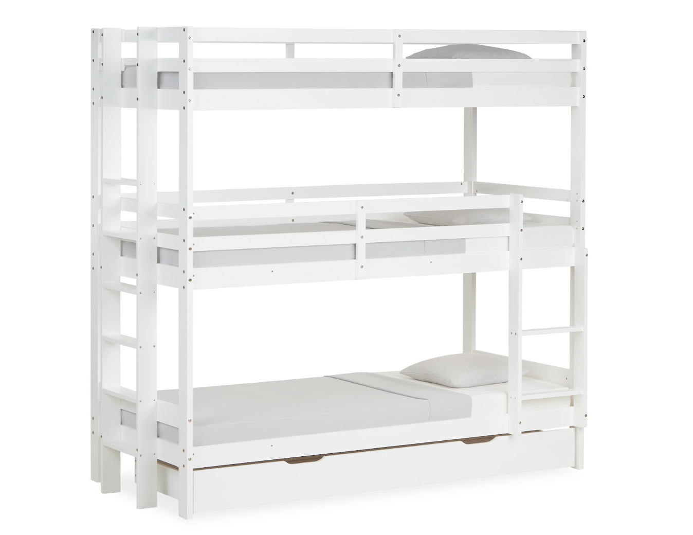 White 3-levels bunk bed for children's room 90x200 