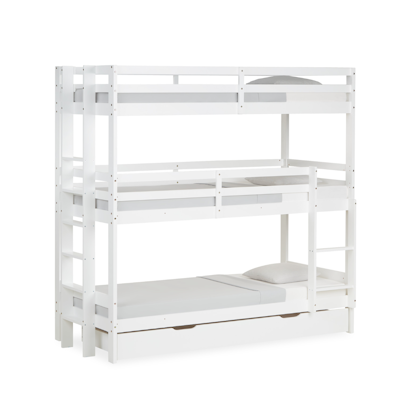 White 3-levels bunk bed for children's room 90x200