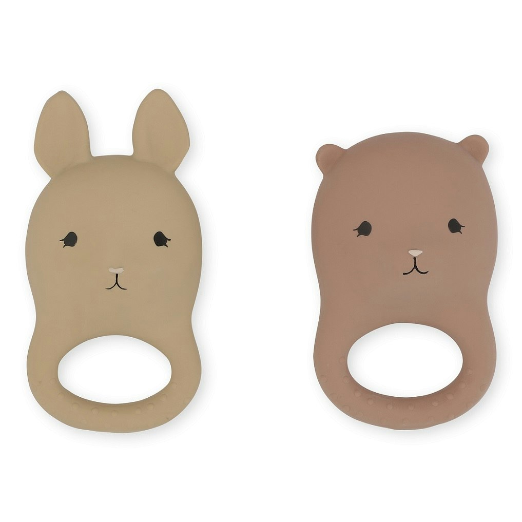 Konges Sløjd, teeth soothers Rabbit Bear, set of 2 