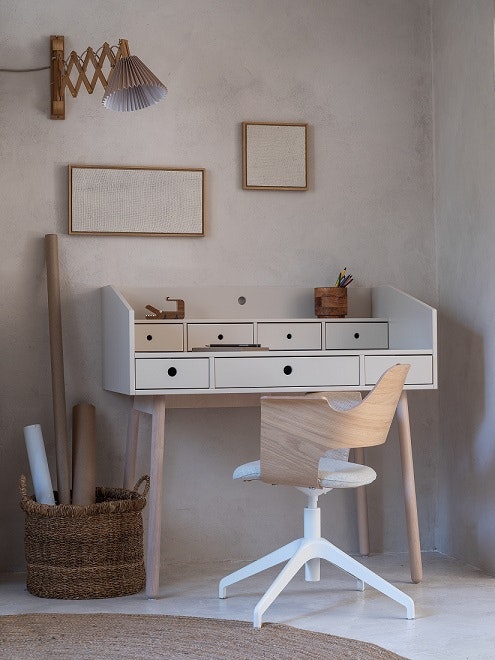 Woodluck, sand beige desk with drawers, River 