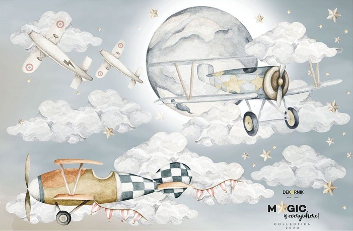 Dekornik, wall sticker The magic airplanes 