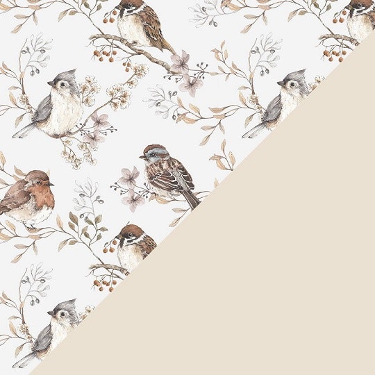 Dekornik, bäddset 100x135, junior birds white grey 