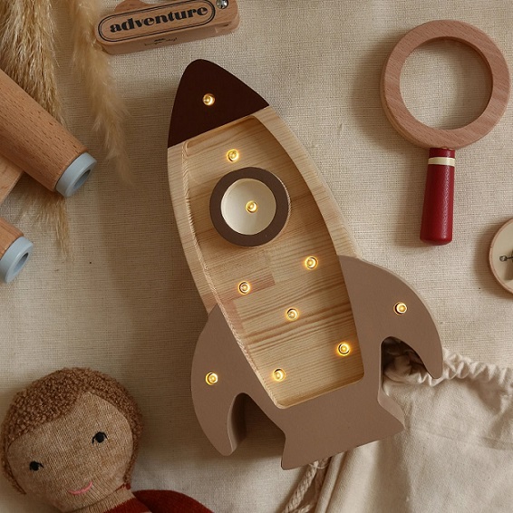 Little Lights, Night light for the children's room, Space rocket mini Cappuccino 