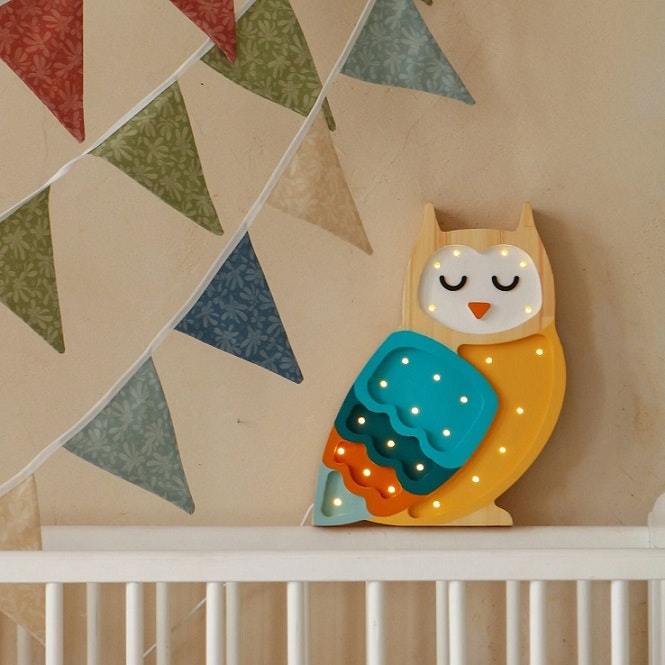 Little Lights, Night lamp for the children's room, Owl Mustard/Blue 