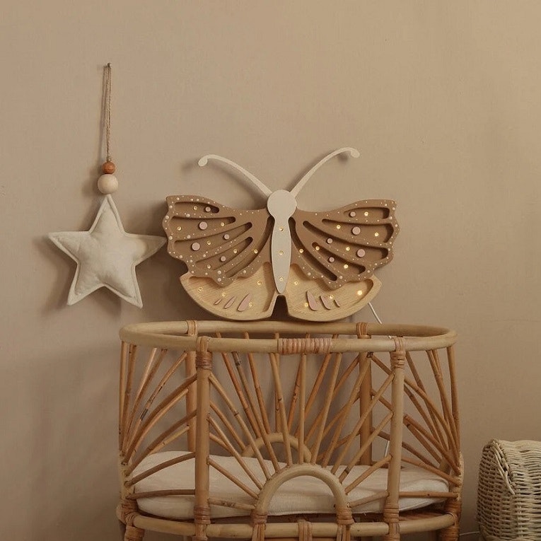 Little Lights, Night light for the children's room, Butterfly Coffee Cream 