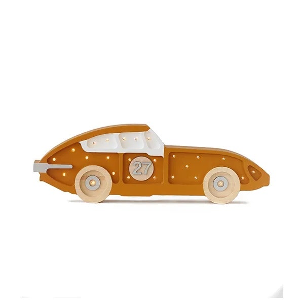 Little Lights, Night lamp for the children's room, Large racing car mustard 