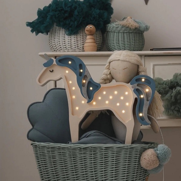 Little Lights, Night lamp for children's room, Unicorn blue glitter 
