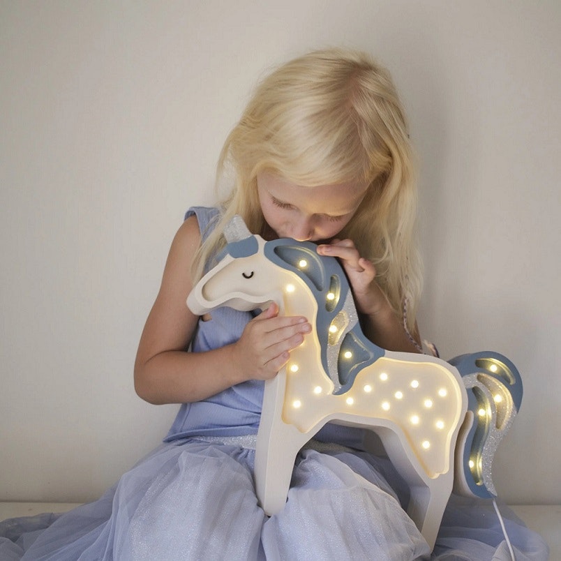 Little Lights, Night lamp for children's room, Unicorn blue glitter 