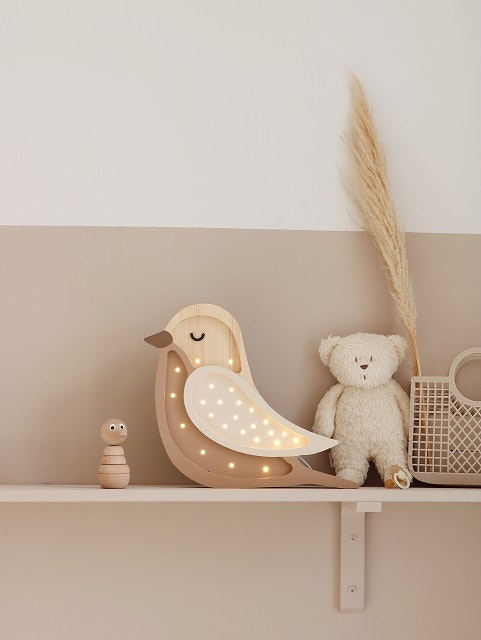 Little Lights, Night light for the children's room, Large bird Coffee wood 